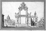 Giovanni Battista Falda, Original drawing for the title page of Falda's third set of engravings of roman views, representing churches