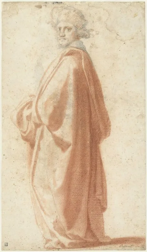 Matteo Rosselli, Studie naar een model in wijde mantel
