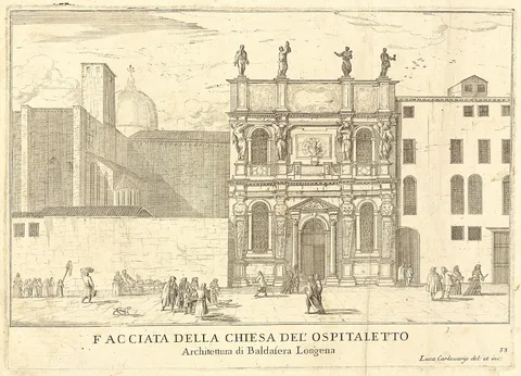 Luca Carlevarijs, Facciata della Chiesa del'Ospitaletto (plate 33)