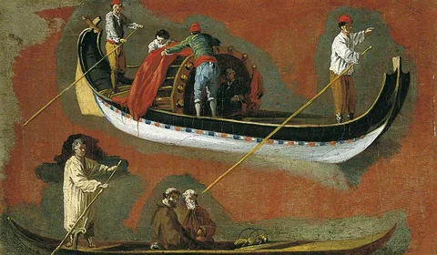 Luca Carlevarijs, Study of Two Gondolas and Figures