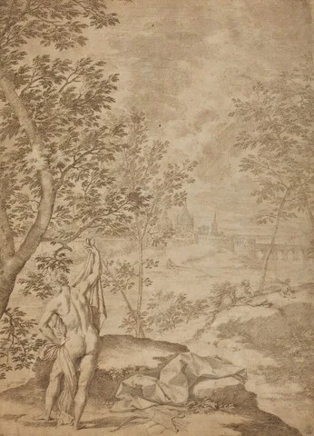 Donato Creti, Apollo Standing in a River Landscape