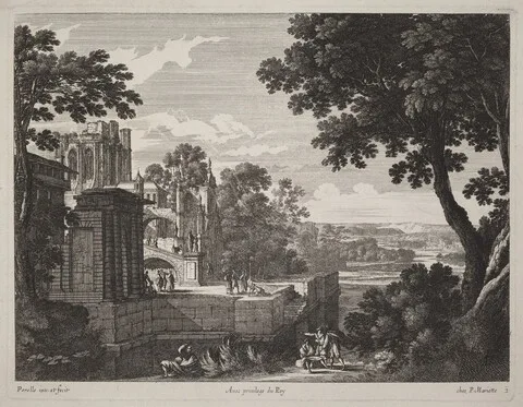 Gabriel Pérelle, Large Landscape with a Ruined Abbey