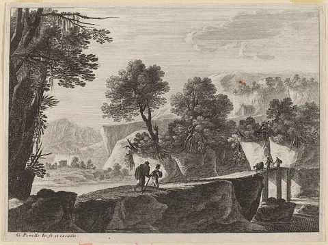Gabriel Pérelle, Travelers Approaching a Bridge