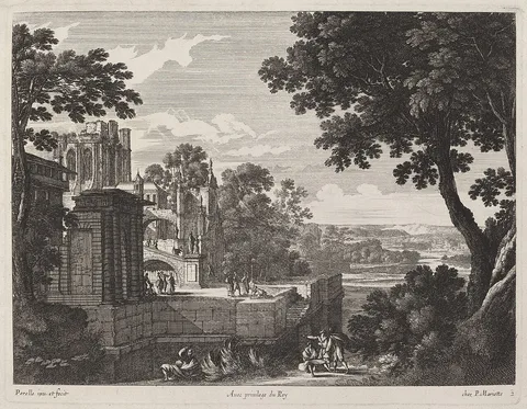 Gabriel Pérelle, Large Landscape with a Ruined Abbey
