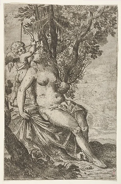 Odoardo Fialetti, Cupid prepares to shoot an arrow as Venus looks over her right shoulder, from "Sport of Love" (Scherzi d'amore)