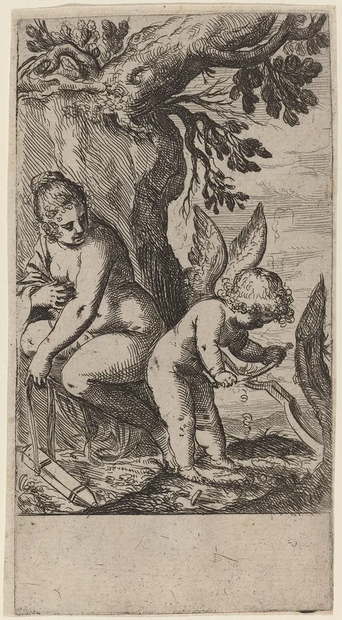 Odoardo Fialetti, Venus with Cupid Whittling His Bow