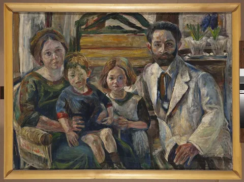 Enrico Glicenstein, Portret krytyka sztuki Hakona (Henryka Kohna) z rodziną