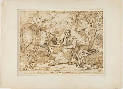 Giuseppe Bezzuoli, Angelica Resting at a Fountain