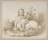 Tommaso Minardi, Seated John the Baptist with a Lamb in a Landscape
