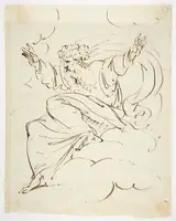 Luigi Sabatelli, God The Father Creating (?) (recto); Study of neo-classical statue of a nude male (verso)