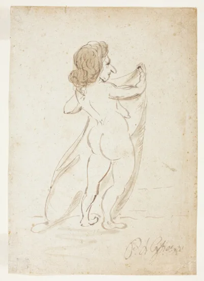 Pier Leone Ghezzi, Standing Nude Woman Holding a Veil