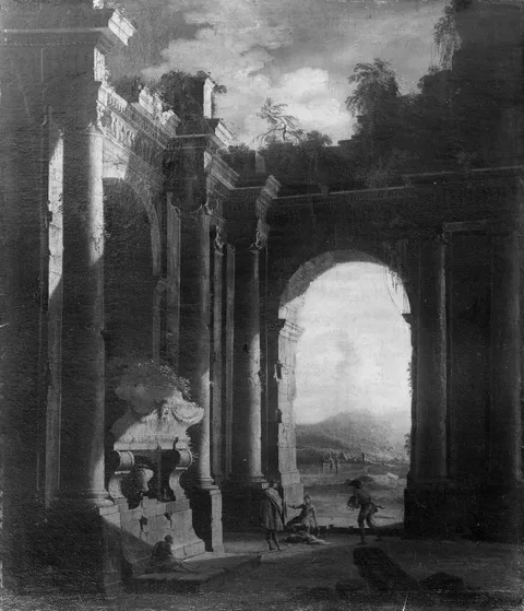 Leonardo Coccorante, Capriccio of Ruins with Figures beneath an Archway