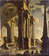 Leonardo Coccorante, A capriccio of classical ruins with figures