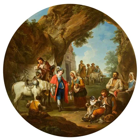 Paolo Monaldi, Two Sportsmen being offered Refreshment