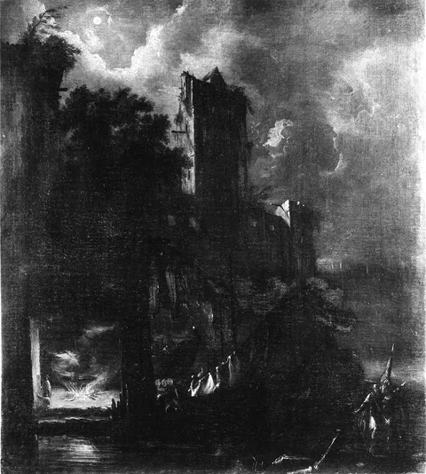 Bartolomeo Pedon, Moonlit Landscape with Ruined Castle