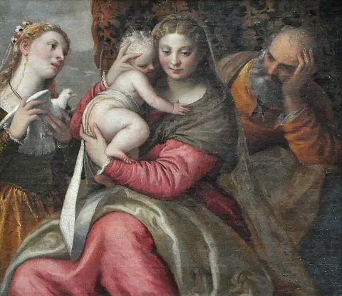 Felice Riccio, The Holy Family with a Saint