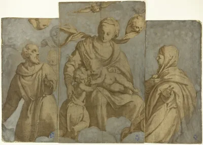 Felice Riccio, Virgin and Child with the Infant John the Baptist, and Saints Francis of Assisi and Clare