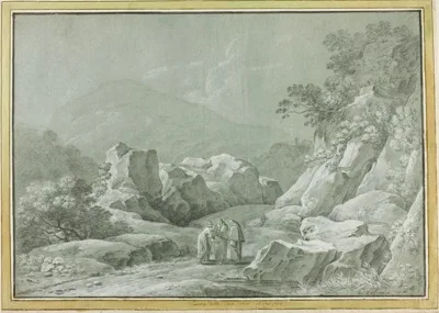 Carlo Labruzzo, Two Monks giving Water to a Woman and Child in the Wilderness