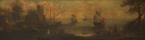 Agostino Tassi, Mediterranean Coast with Shipping