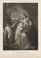Mauro Gandolfi, The Virgin suckling the infant Christ, the young Saint John the Baptist standing at left, after Reni