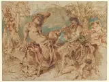 Giovanni Benedetto Castiglione detto Il Grechetto, Youth Playing a Pipe for a Satyr