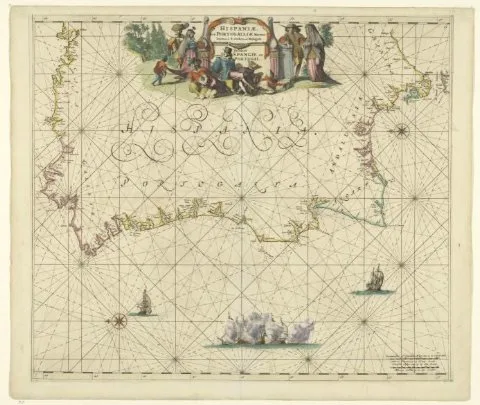 Frederick de Wit, Hispaniae, et Portugalliae Maritimi Tractus ... / Pascaert van Spangie, en Portugal