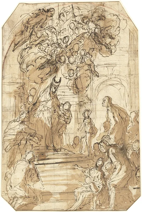 Antonio Zanchi, Presentation of the Virgin in the Temple [recto]