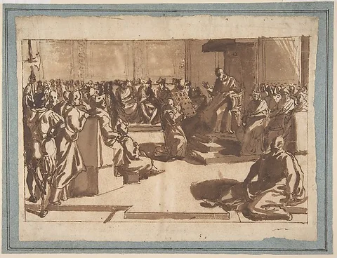 Cesare Nebbia, An Ecclesiastic (Pope?) Blessing a Book before the Sacred College