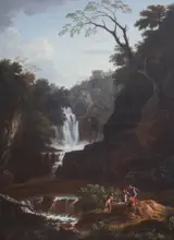 Giovanni Battista Busiri, Capriccio of a Waterfall with the Tomb of Cecilia Metella