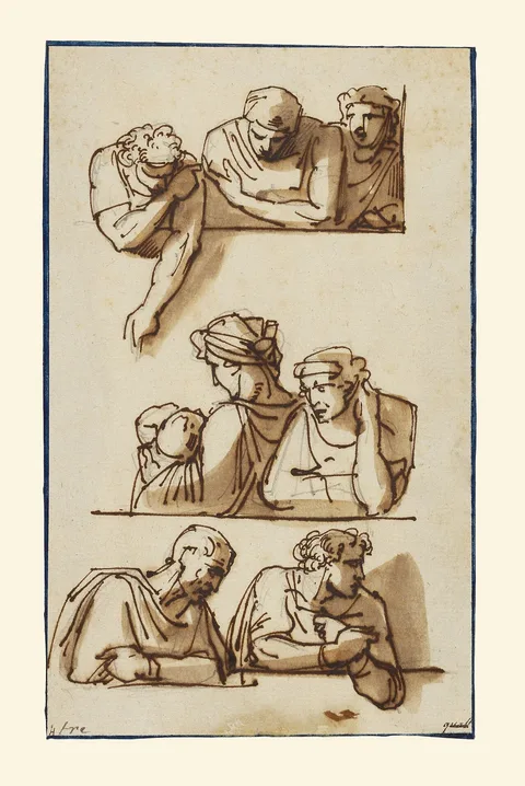 Giuseppe Bossi, Studies of Figures for the Apotheosis of Bodoni