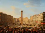 Giacomo van Lint, The Chinese Masquerade on the Piazza Colonna in Rome during the Giacomo Carnival, 1735