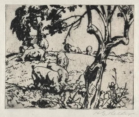 Henry Keller, Pigs in Orchard