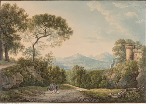 Franz Kaisermann, View from Tivoli across the Tiber Valley at Sunset