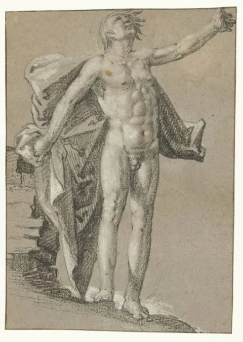 Cornelis van Haarlem, Staand mannelijk naakt met zwevende draperie