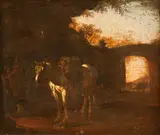 Michelangelo Cerquozzi, Landscape with Ruins and a Saddled White Horse