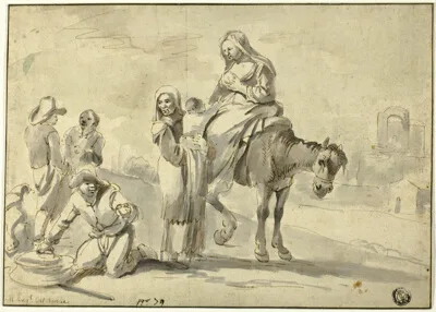 Michelangelo Cerquozzi, Travelers Resting for Nourishment