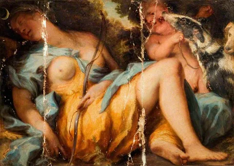 Alessandro Gherardini, Diana Sleeping, with a Boy and Hounds