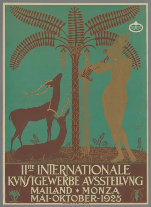 Giovanni Guerrini, Reclamebiljet: II inter-nat. Kunstgewerbe Ausst. Mailand, 1925