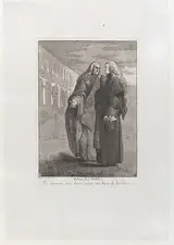 Giovanni David, Two Venetian magistrates standing in front of the Palazzo Ducale, from the 'Divers portraits gravés à l'eau-forte et dediés à M.Dominique Corvi'