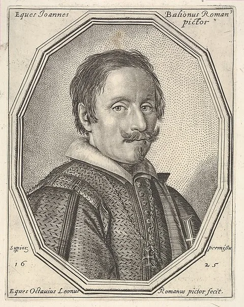 Ottavio Leoni, Giovanni Baglione, a bust-length portrait in a twelve-sided frame