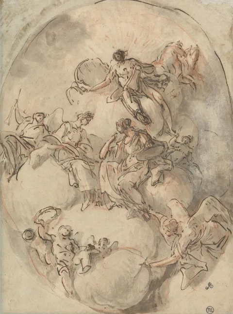 Domenico Mondo, Study for Ceiling: Apollo and other Figures