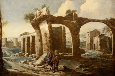 Antonio Travi, Landscape with ruins and a biblical scene