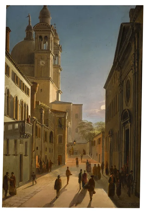 Frans Vervloet, Venice, the Rio Terrà Catecumeni, with Santa Maria della Salute in the Distance