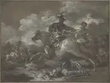 Francesco Casanova, Cavalry Skirmish with a Fallen Soldier at Right