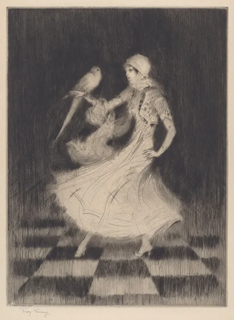 Troy Kinney, Woman Dancing with a Parrot