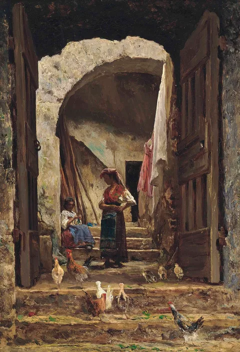 Aurelio Tiratelli, Conversation in an alleyway