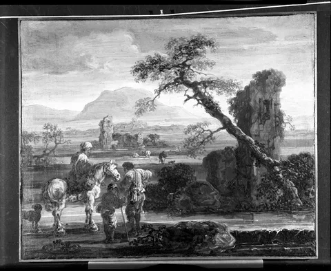 Jan de Momper, Italian Landscape with Travellers