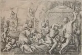 Giovanni Andrea Podestà, Bacchanal with Altar, Faun, and Silenus