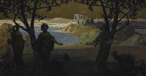 Henry G. Keller, Mural Sketch, Pastoral Study, No. 1