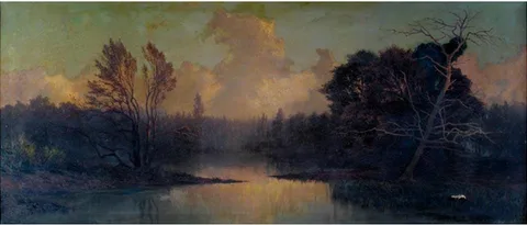 Achille Vertunni, AN EXTENSIVE LAKE LANDSCAPE